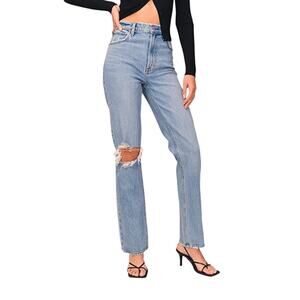 Abercrombie‎ & Fitch Ultra High Rise 90s Straight Jeans 27 Y2K edge knee blowout